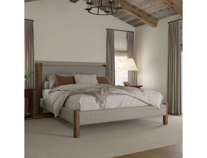 Zoran Platform Bed in Mushroom and Walnut