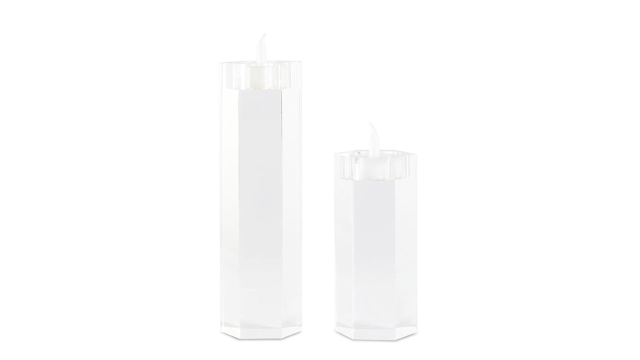 Crystal Acrylic Hexagonal Candle Holders (Set of 2)