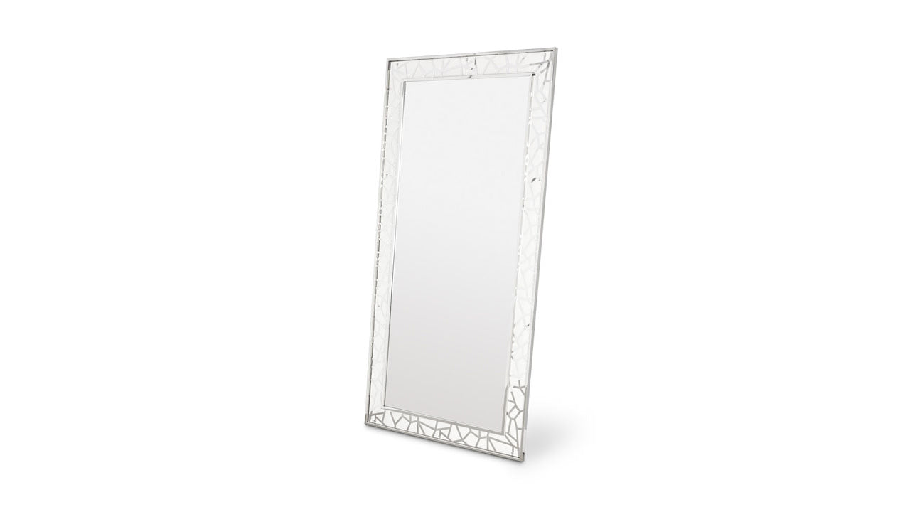 Wellington Floor Mirror: Grey Velvet