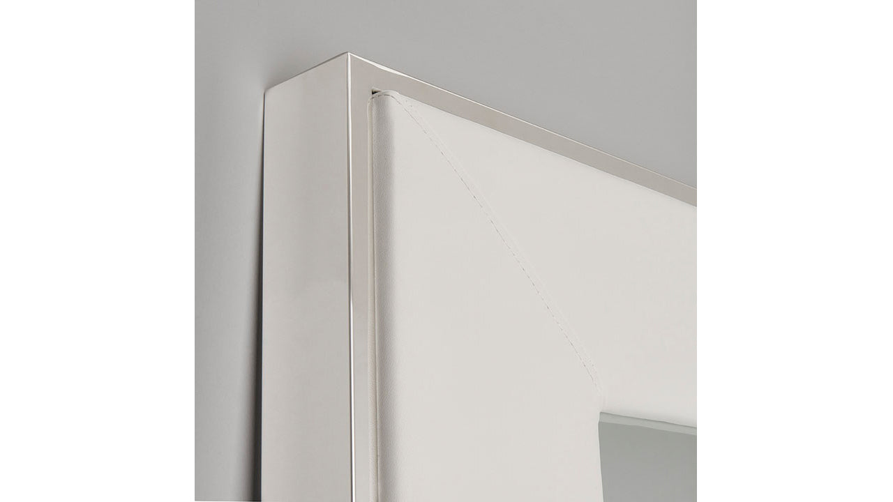 Elaganza Floor Mirror: White Leatherette
