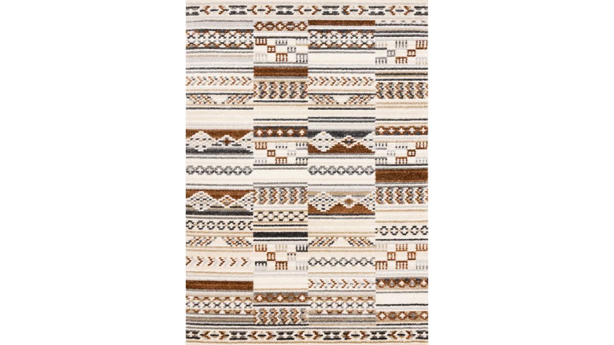 Nala Cream Grey Oxblood Striped Rows Southwestern Pattern Rug