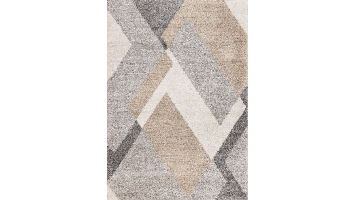Marquis Grey White Beige Abstract Geometric Rug