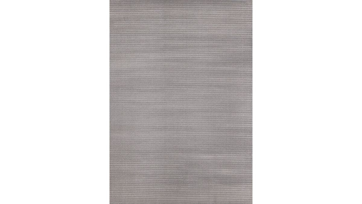 Ella Grey Carved Stripe Plush Rug