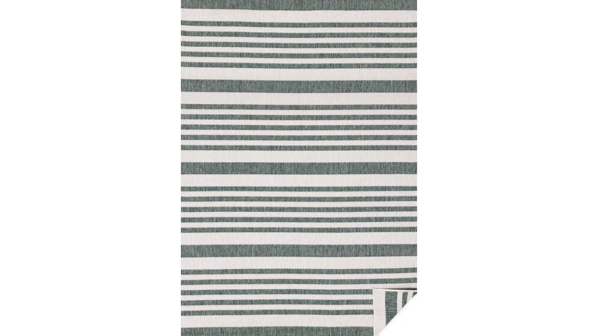 Bristol Green Cream Striped Reversible Rug
