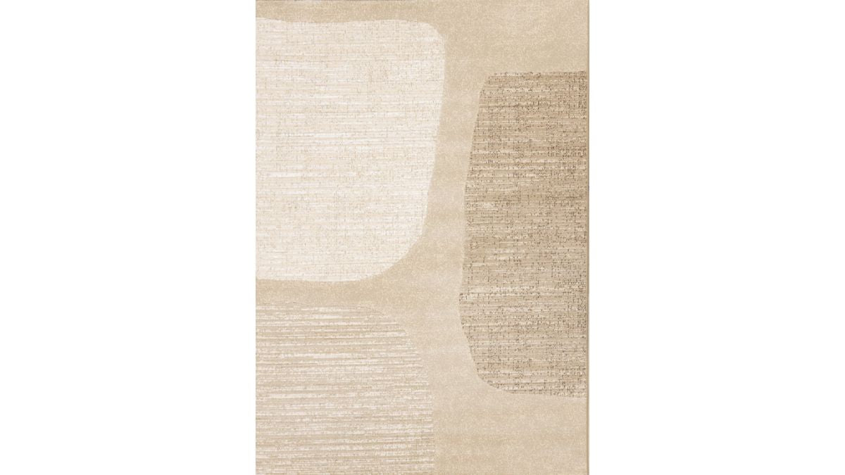 Ella Beige White Cream Distressed Stepping Stone Design Rug