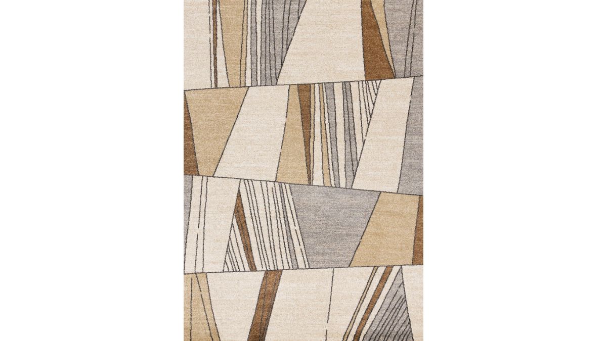 Mae White Beige Orange Stain Glass Design Rug