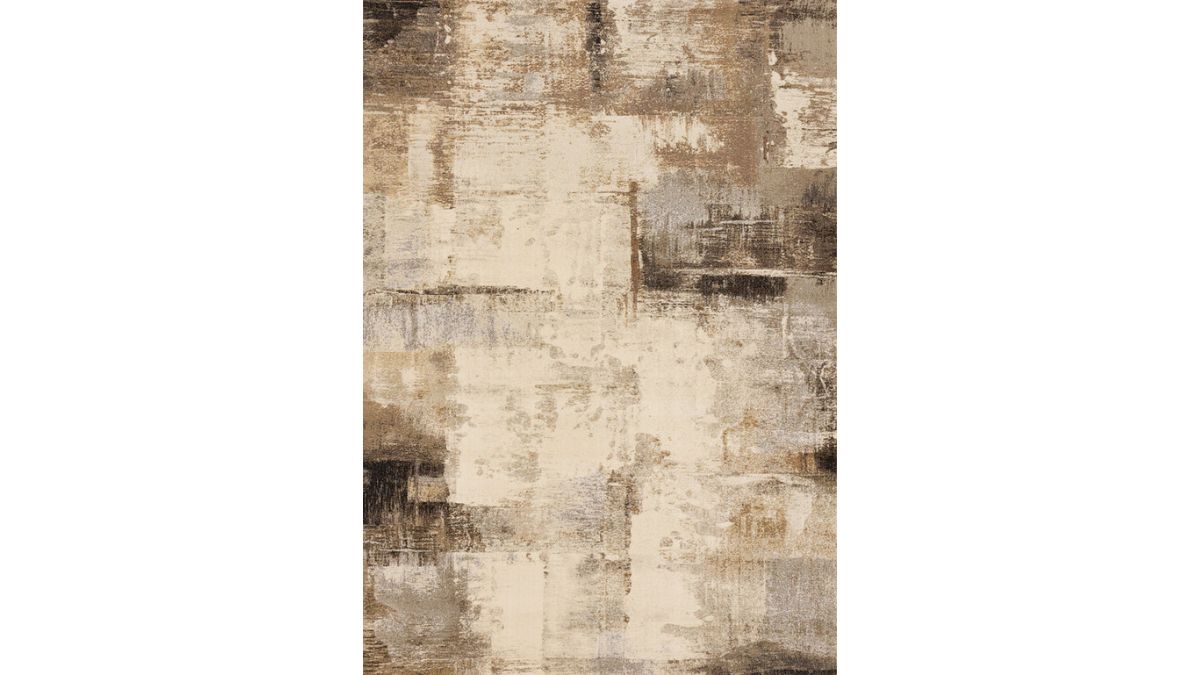 Aurora Cream Brown Black Distressed Rug