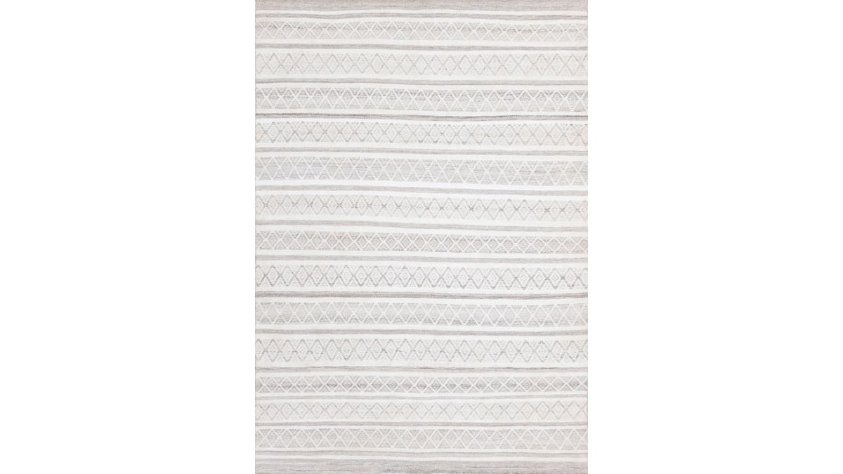 Aspen Grey Cream Striped Diamond Pattern Rug
