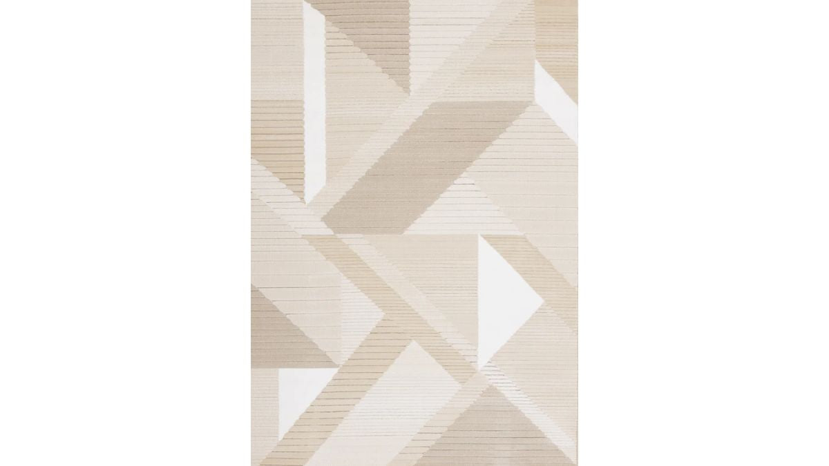 Ella Beige Cream Elegant Contemporary Geometric Pattern Rug