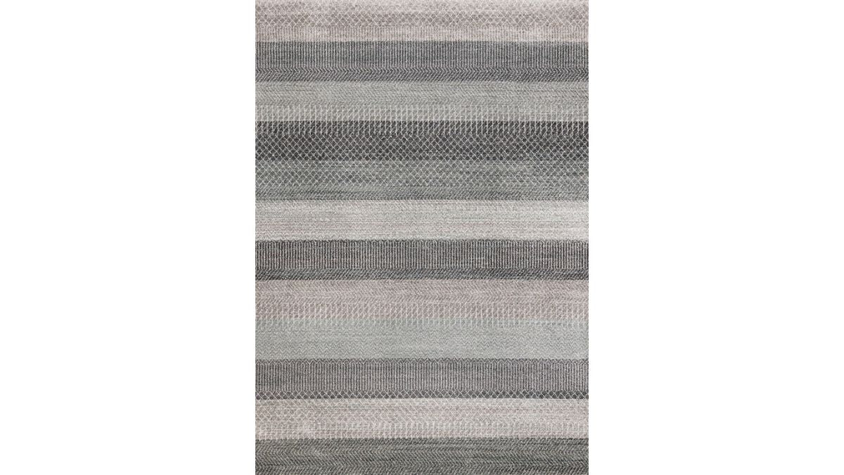 Mae Grey White Taupe Banded Pattern Rug