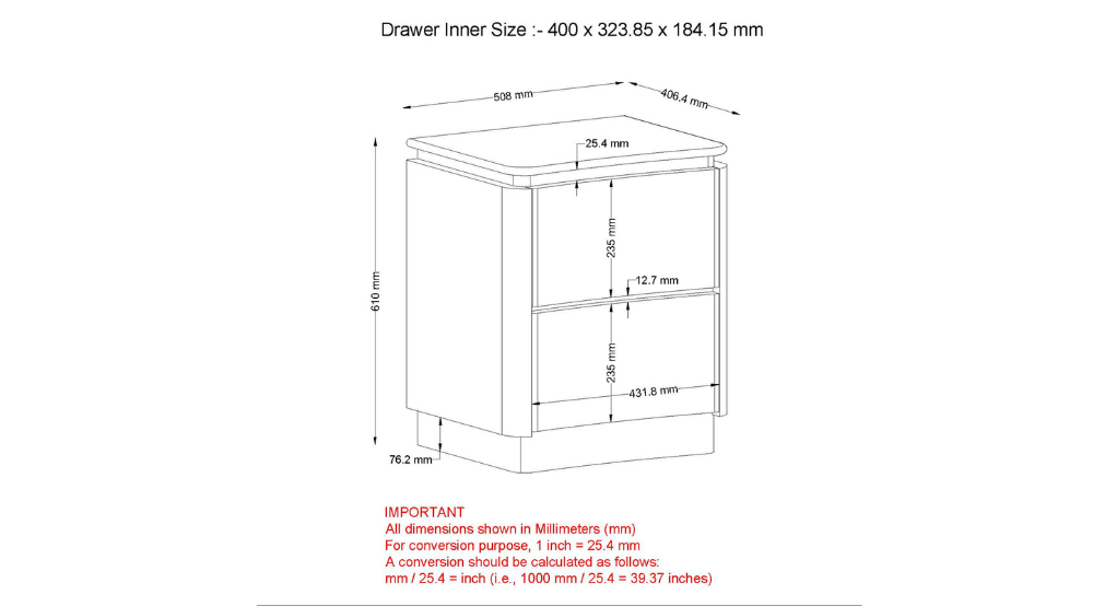 Akhila 2 Drawer Accent Table in Walnut