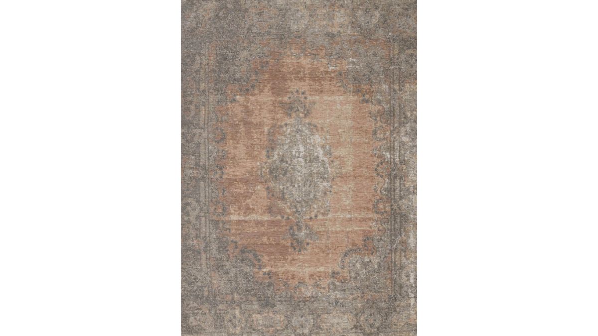 Cathedral Salmon Grey Traditional Border Rug
