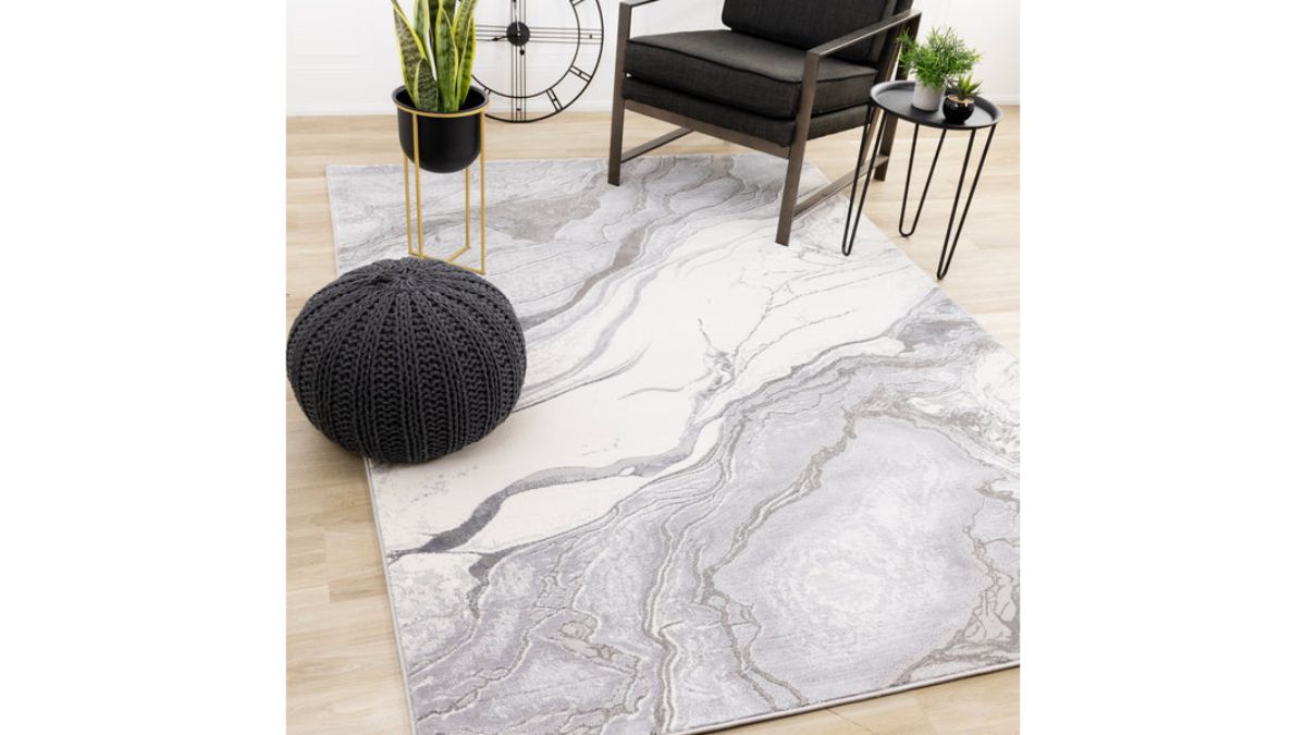 Emory Grey White Marble Design Rug