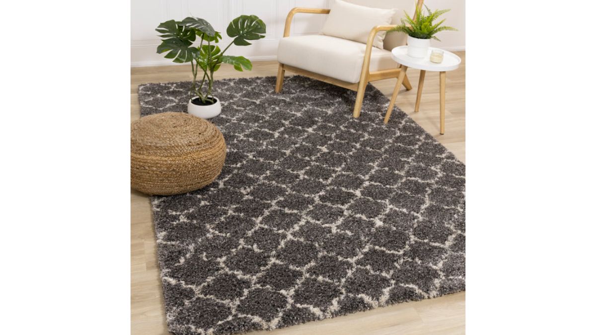 Lane Grey Cream Lattice Luxury Rug