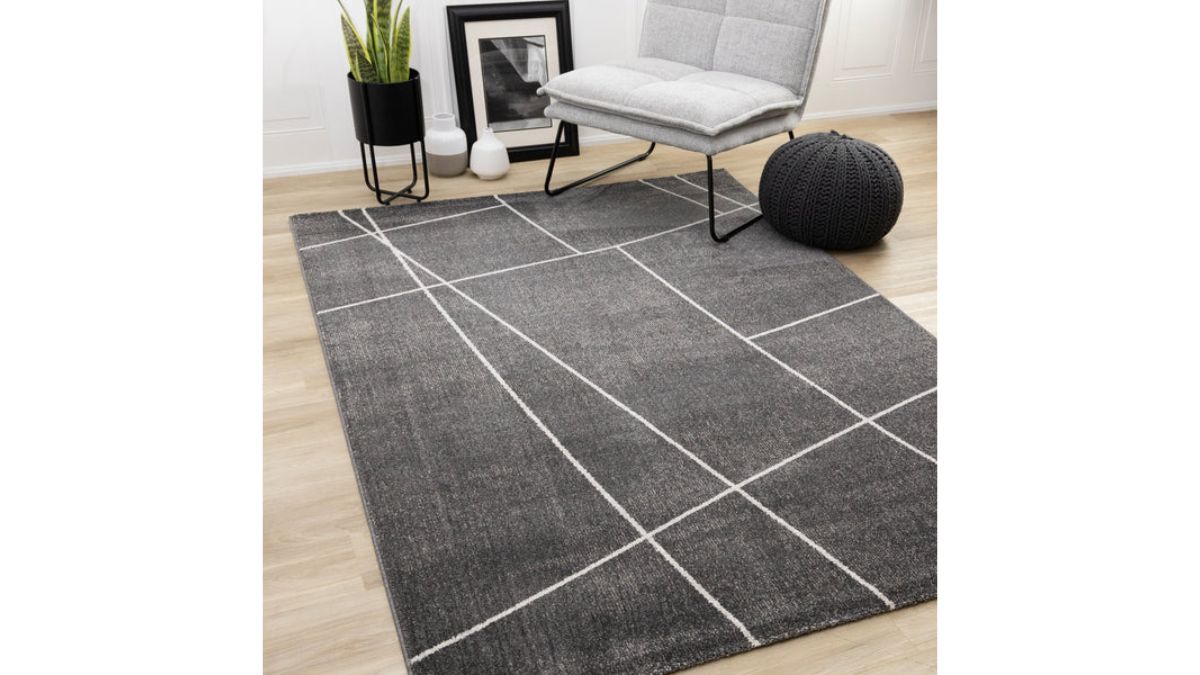 Mae Grey White Organic Line Design Rug