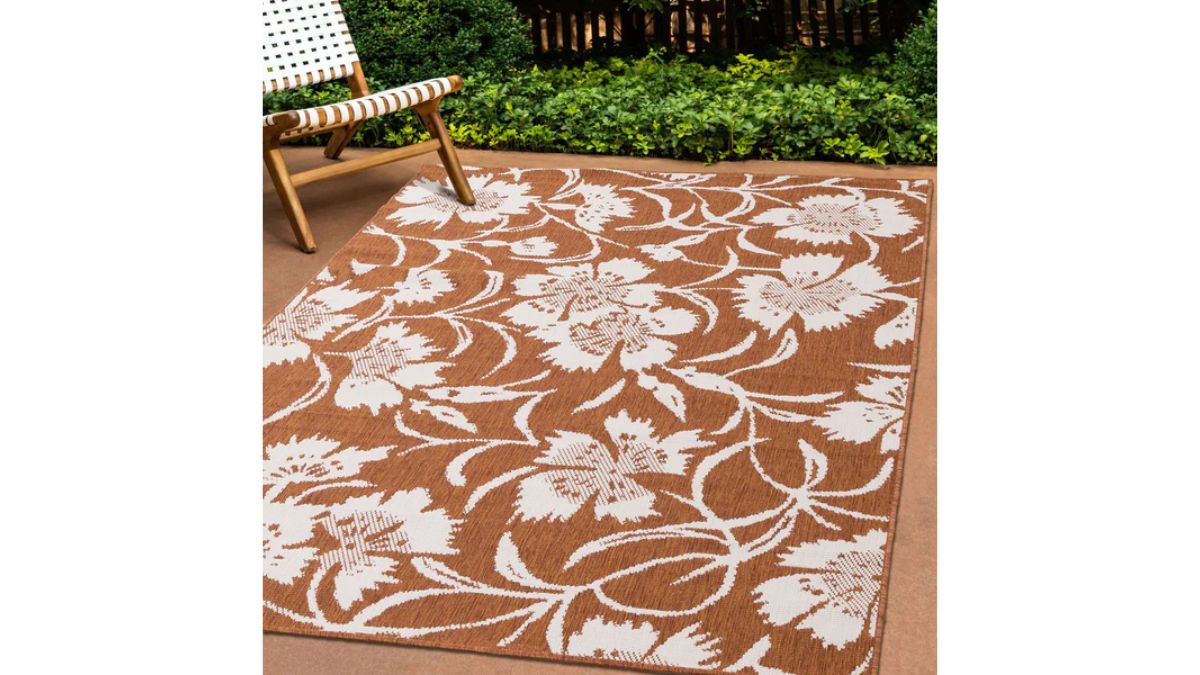 Bristol Orange Cream Floral Pattern Rug