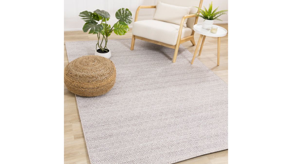 Aspen Beige Cream Tessellated Diamonds Woven Rug