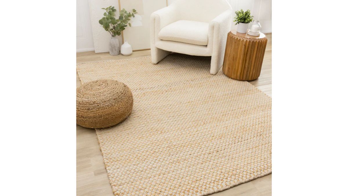 Naturals Light Oak Intricate Cream Weave Jute Rug