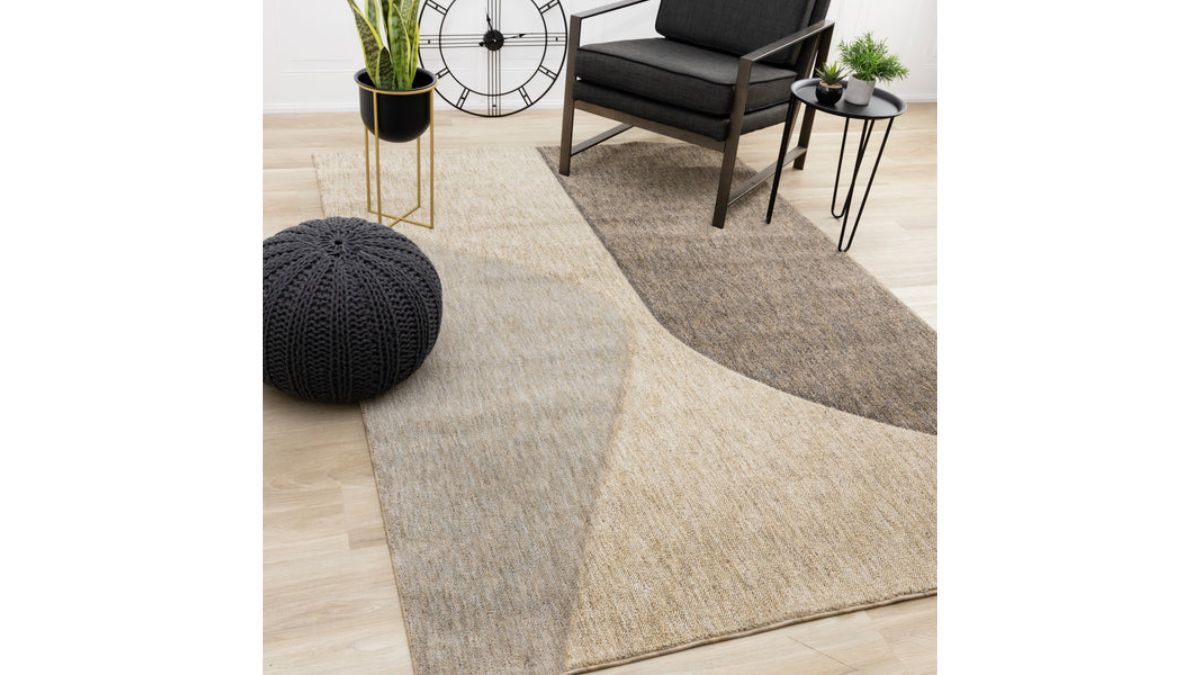 Cora Taupe Beige Grey Curvy Design Rug