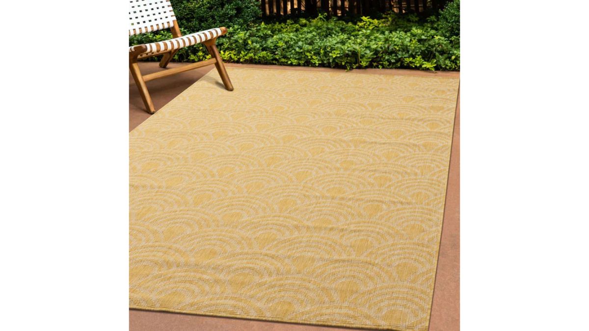 Bristol Reversible Yellow Taupe Rainbow Arch Pattern Rug