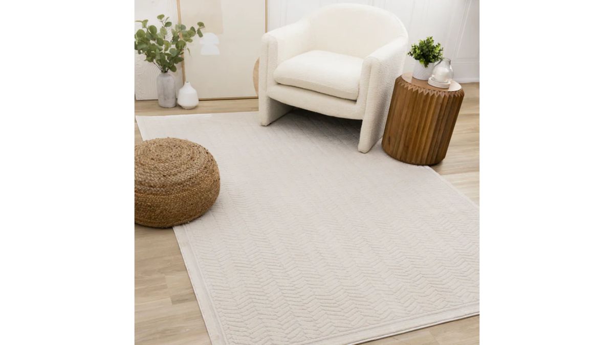Ellington Cream Herringbone Columns Rug