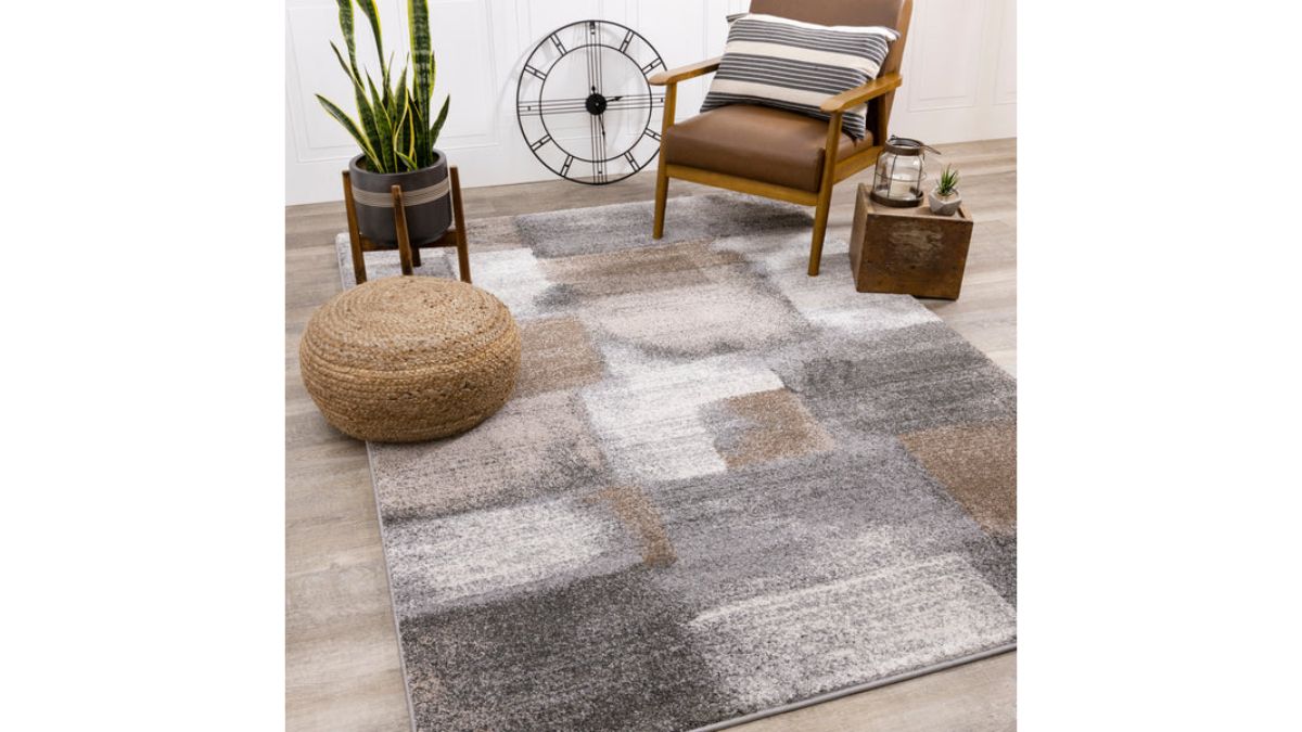Breeze Blue Grey Simple Patches Rug