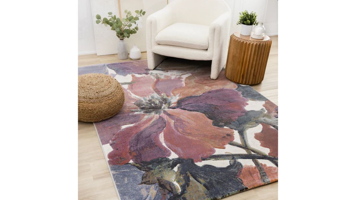 Aurora Pink Orange Purple Floral Rug