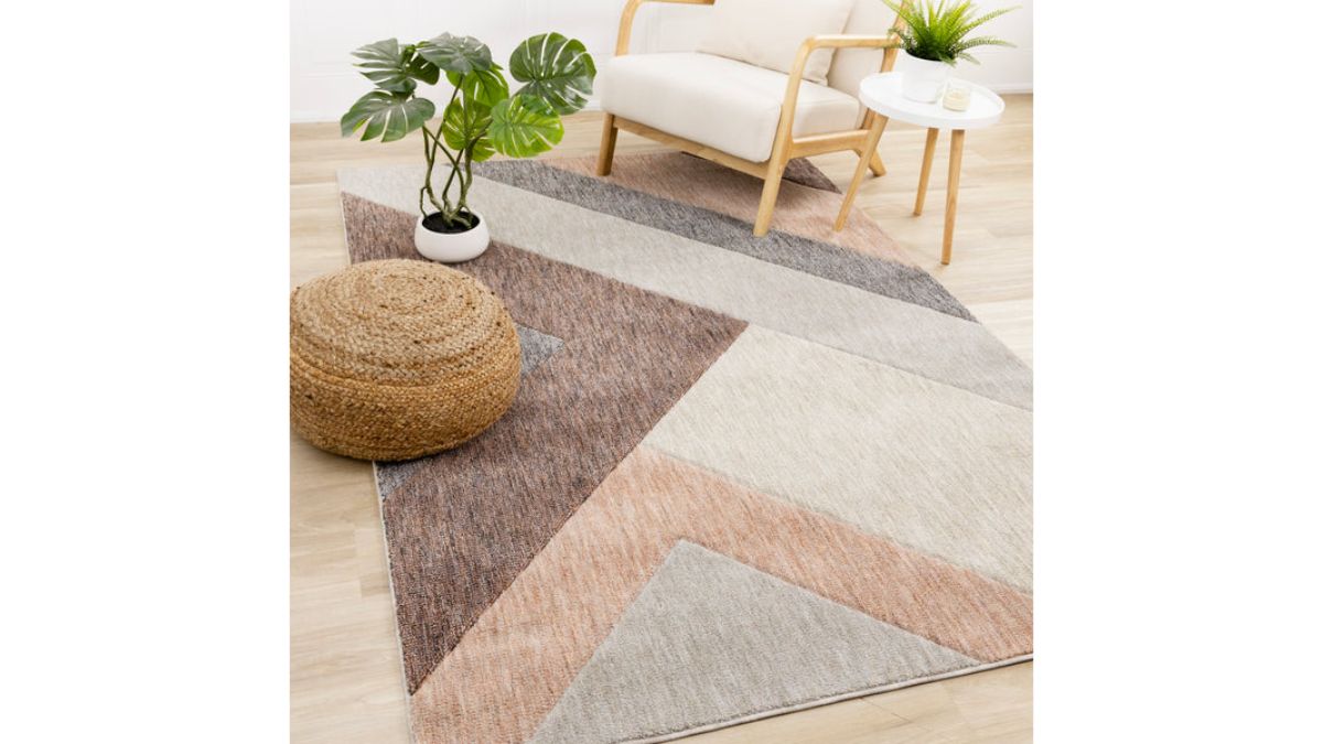 Cora Pink Taupe Geometric Design Rug