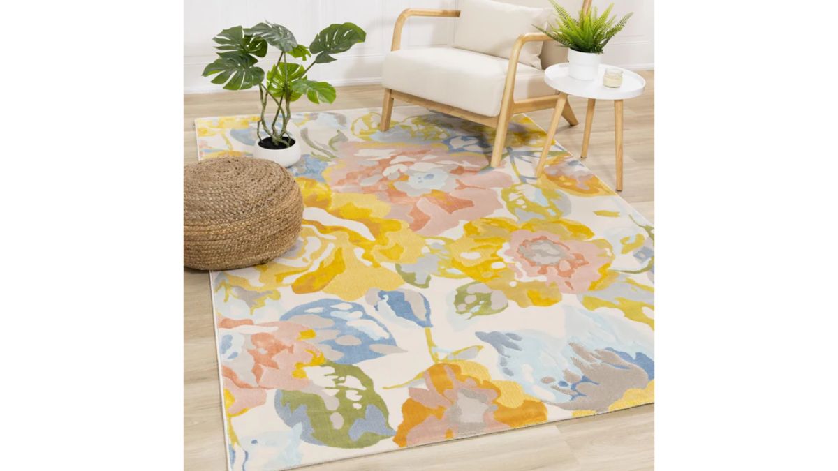 Belle Yellow Blue Pink Floral Rug