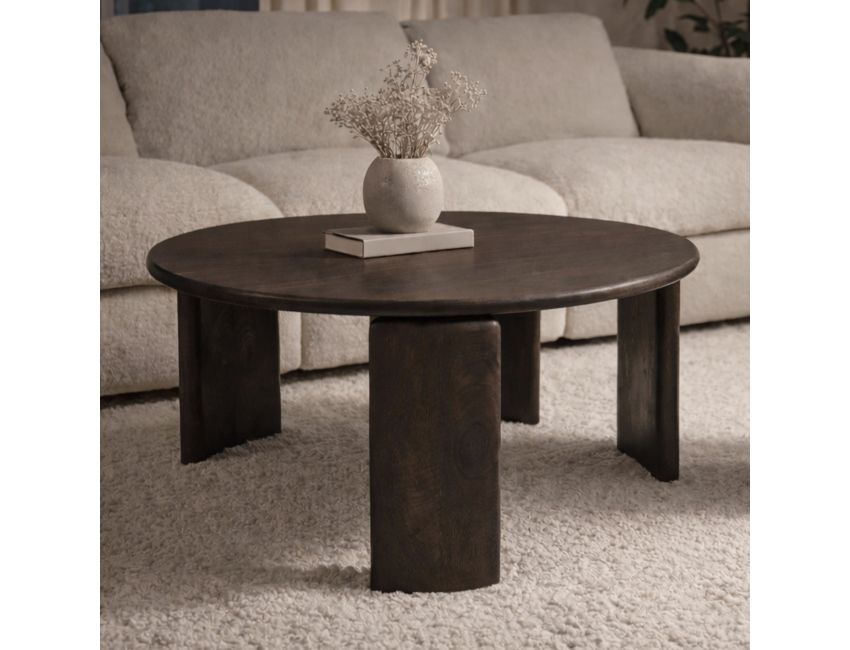 Cabot Round Coffee Table in Mocha