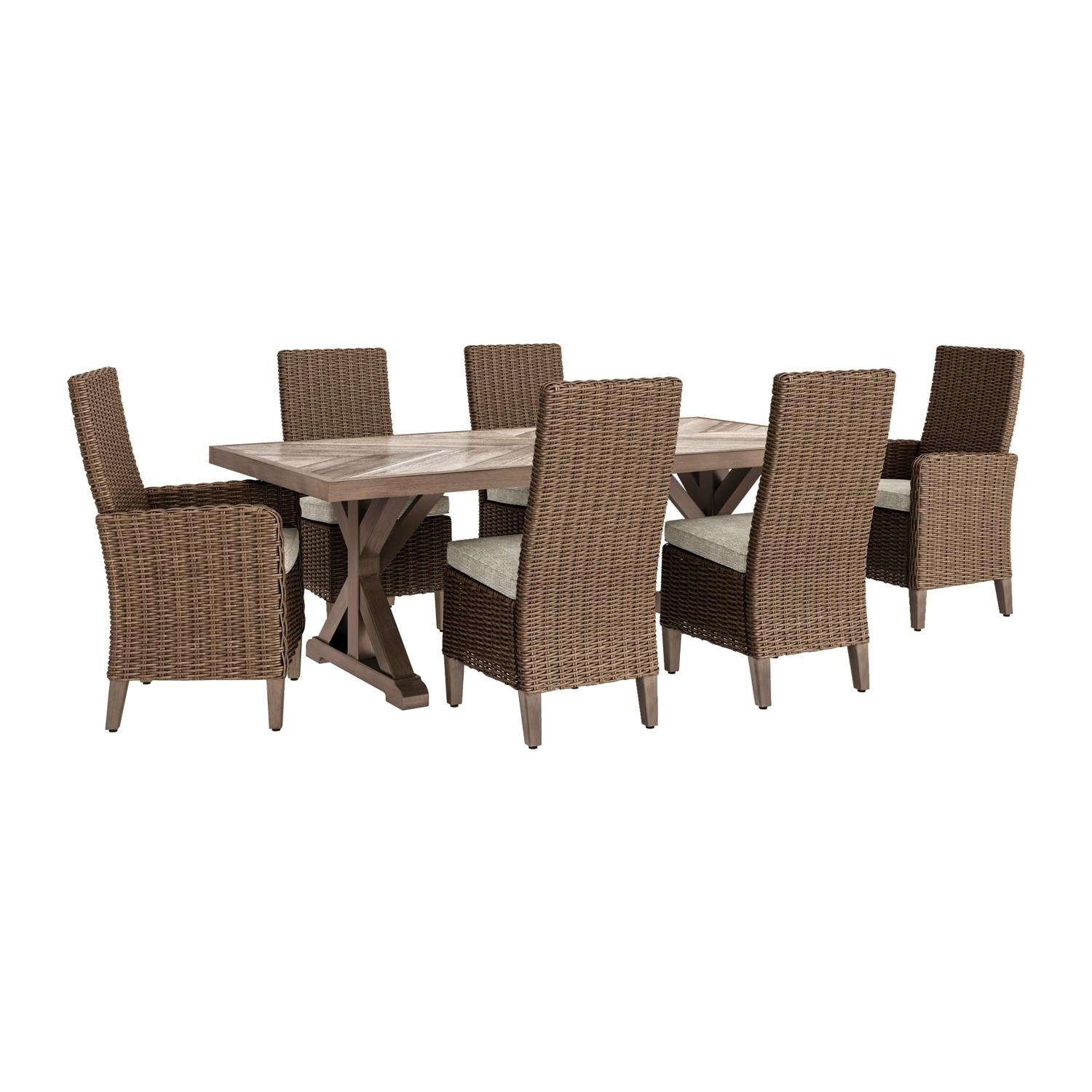 Signature Design by Ashley Beachcroft P791P2 7-piece Outdoor Dining Set IMAGE 2