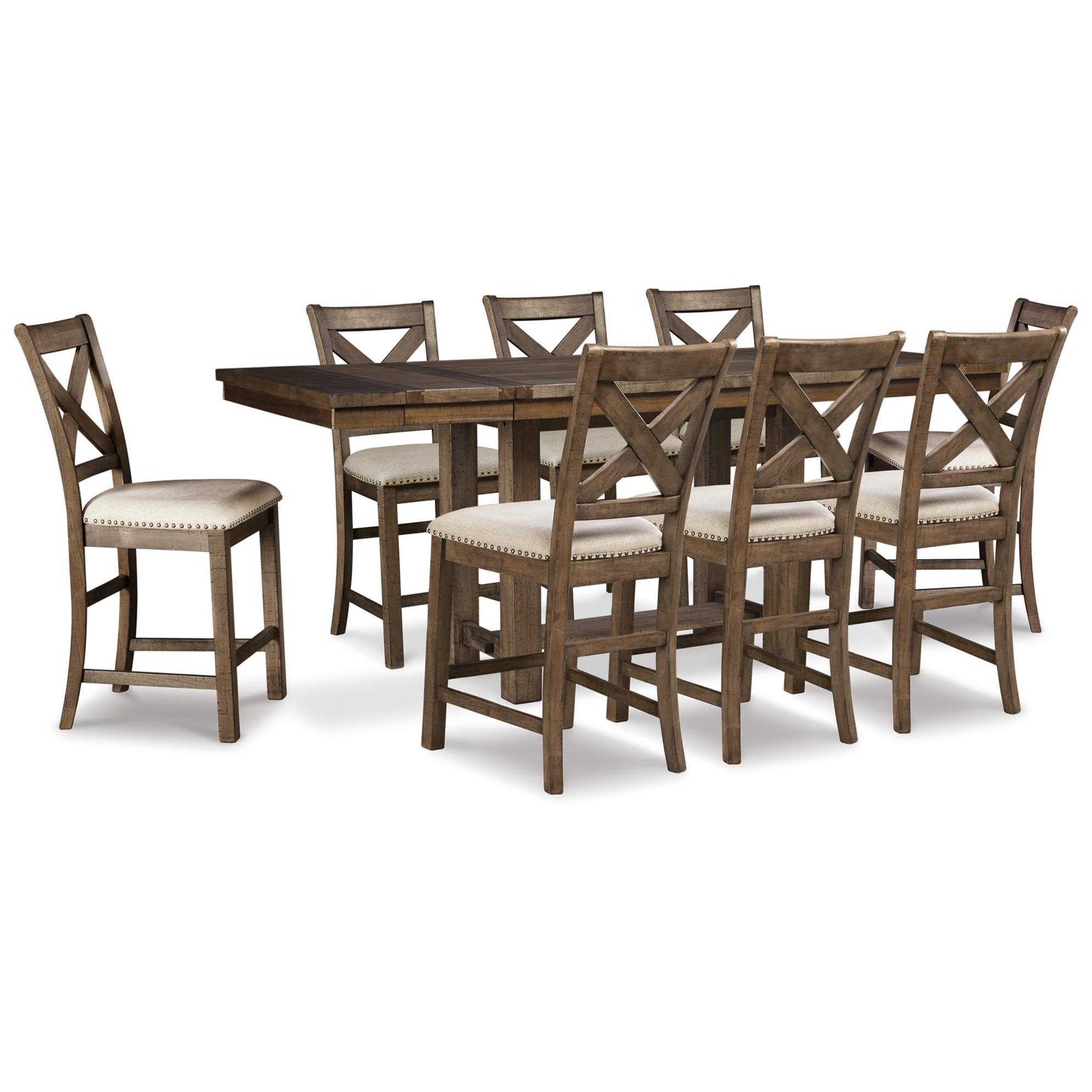 Signature Design by Ashley Moriville D631D12 9 pc Counter Height Dining Set IMAGE 1