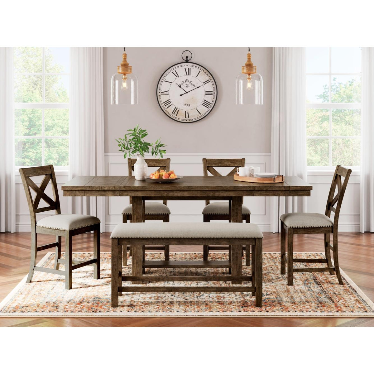 Signature Design by Ashley Moriville D631D3 6 pc Counter Height Dining Set IMAGE 1
