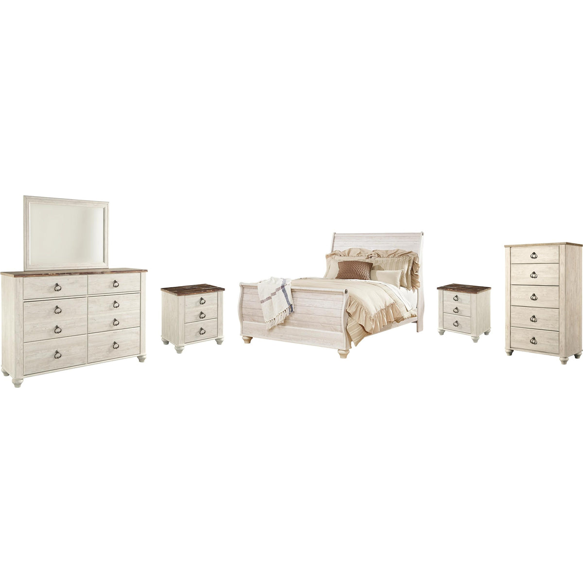 Signature Design by Ashley Willowton B267B56 8 pc Queen Sleigh Bedroom Set IMAGE 1