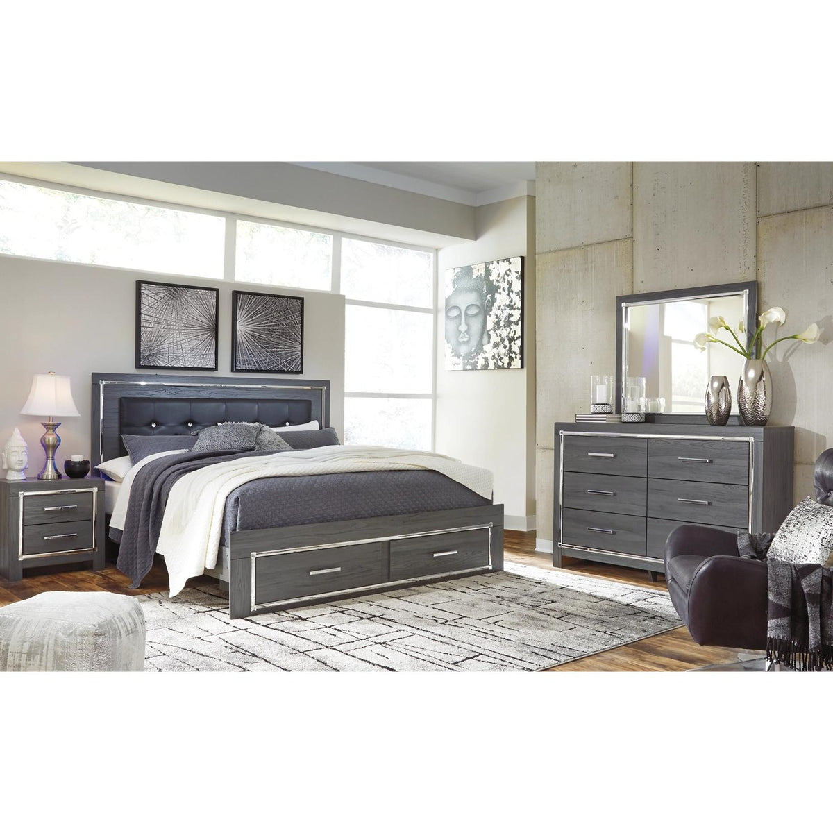 Signature Design by Ashley Lodanna B214B24 6 pc King Panel Storage Bedroom Set IMAGE 1