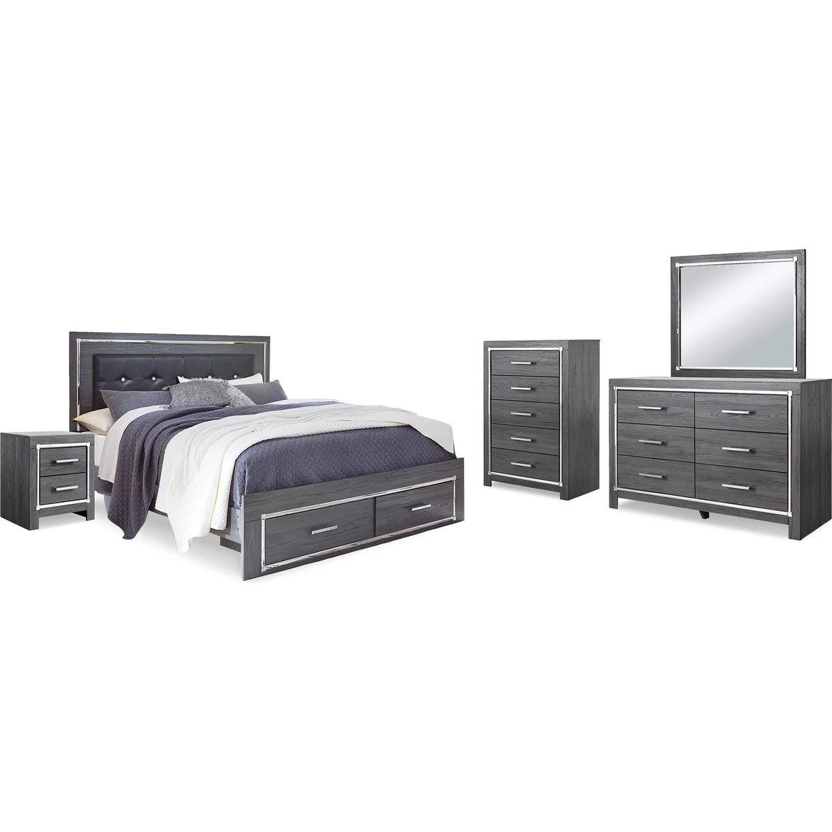 Signature Design by Ashley Lodanna B214B35 7 pc King Panel Storage Bedroom Set IMAGE 1