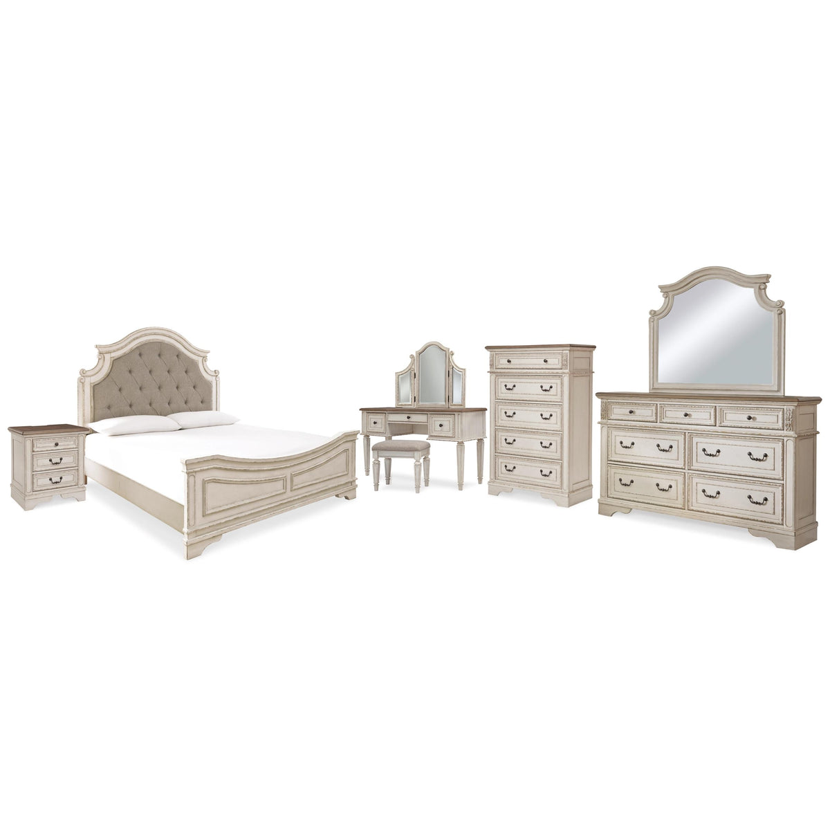 Signature Design by Ashley Realyn B743B58 10 pc King Upholstered Panel Bedroom Set IMAGE 1