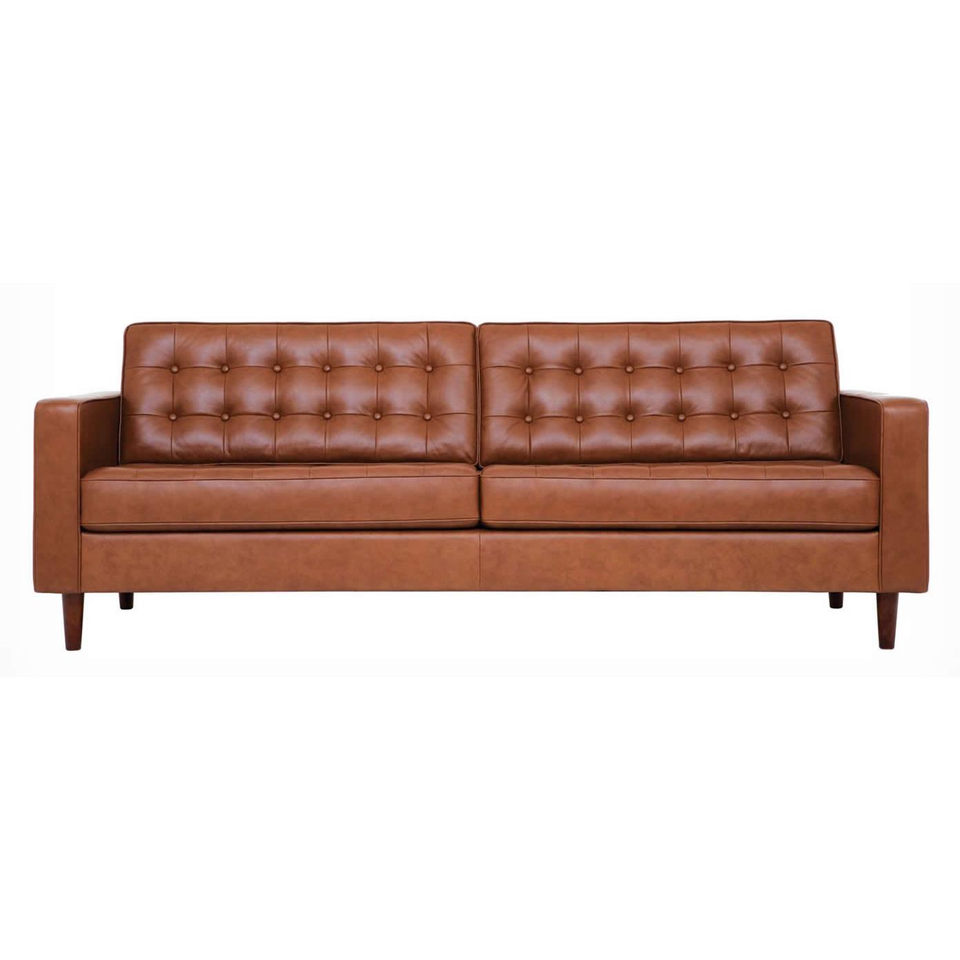 EQ3 Reverie Stationary Leather Sofa 37095-01-GR100 IMAGE 1