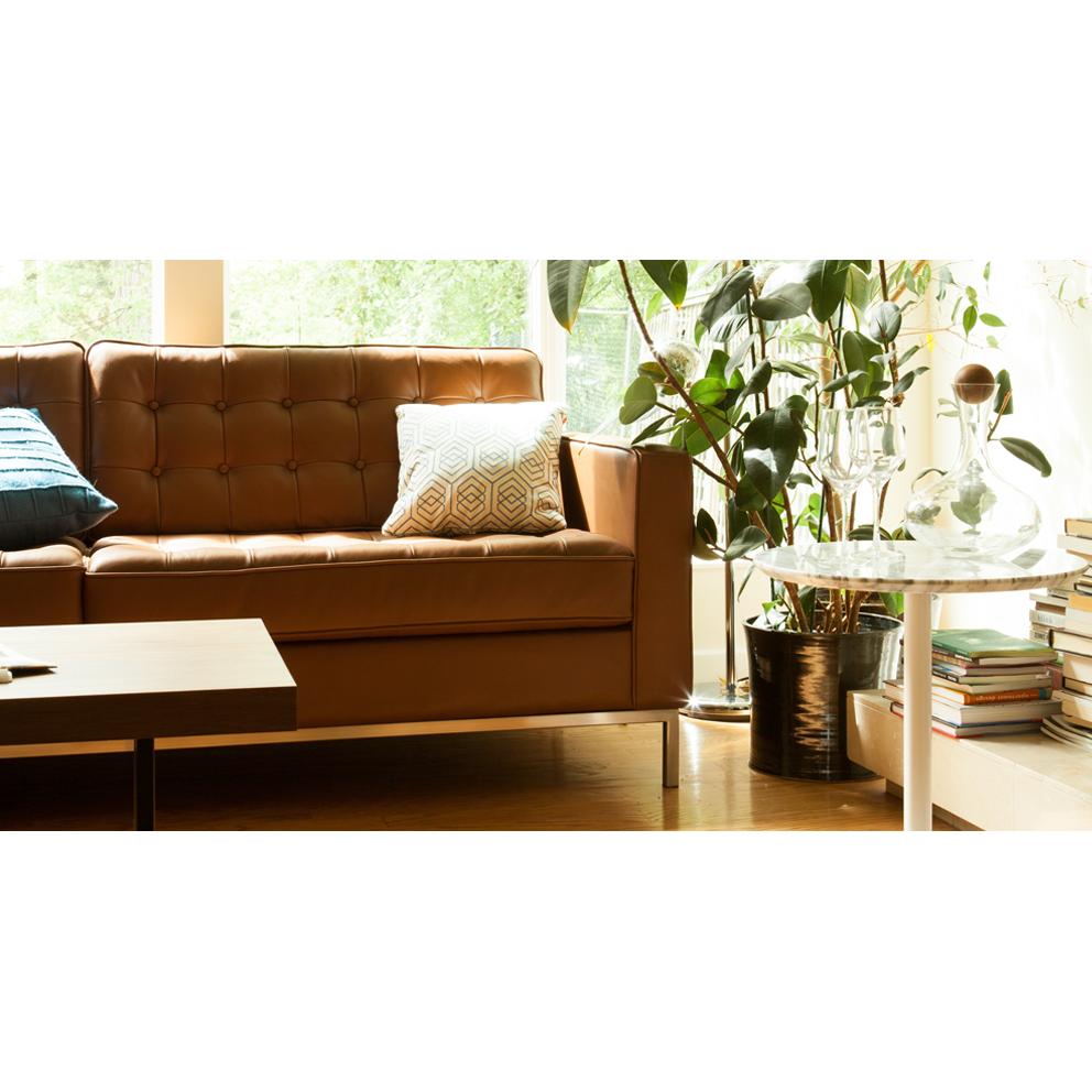EQ3 Reverie Stationary Leather Sofa 37095-01-GR100 IMAGE 2