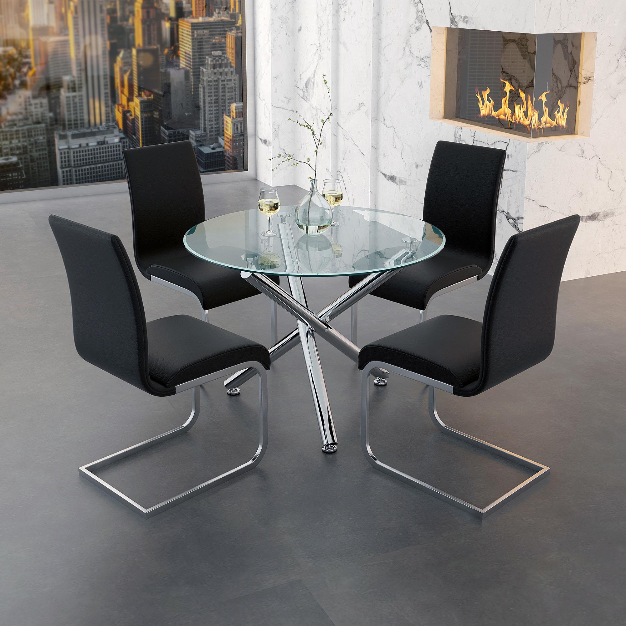 Worldwide Home Furnishings Solara Ii 201-160-40 Round Dining Table - Chrome IMAGE 5