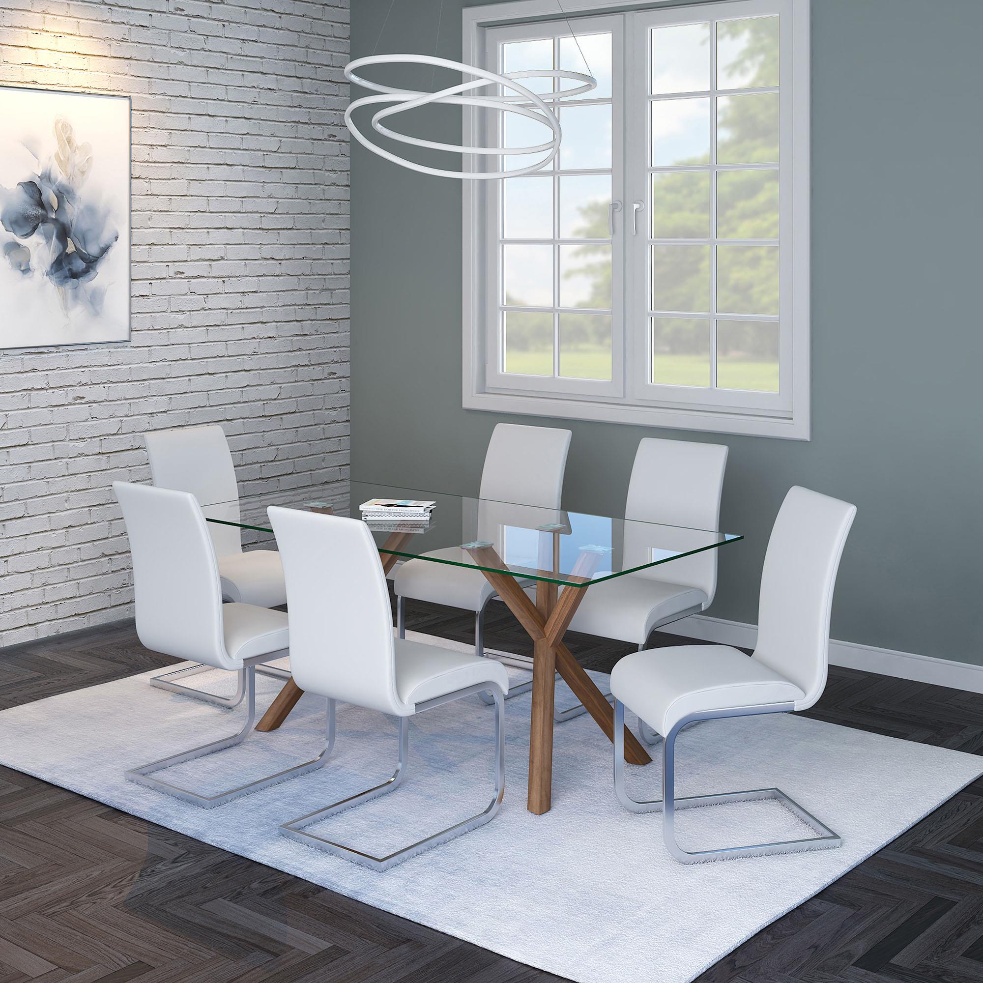 Worldwide Home Furnishings Maxim 202-489WT Dining Chair - White and Chrome IMAGE 4