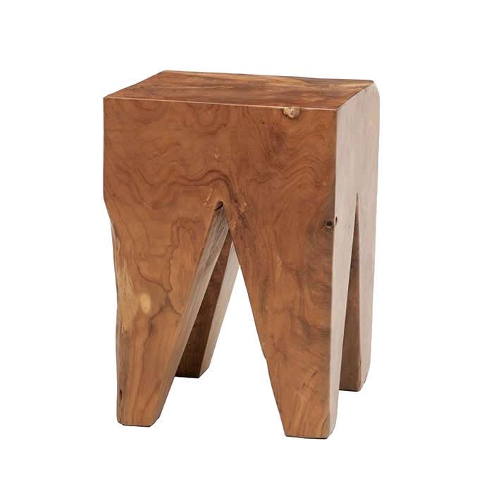 EQ3 Solid Teak Stool 3020-208-15 IMAGE 1