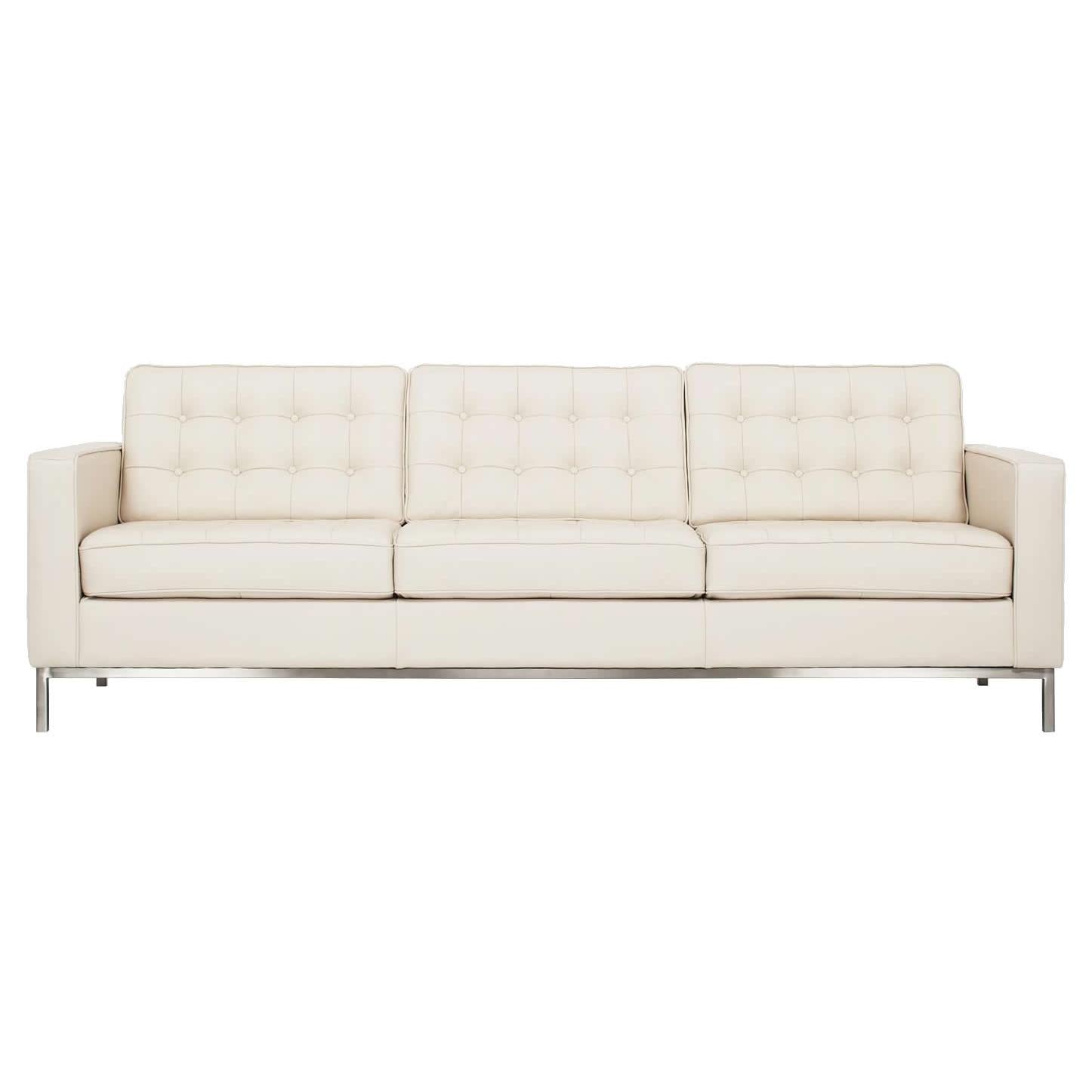 EQ3 Reverie Stationary Leather Sofa 37095-S3-GR100 IMAGE 1