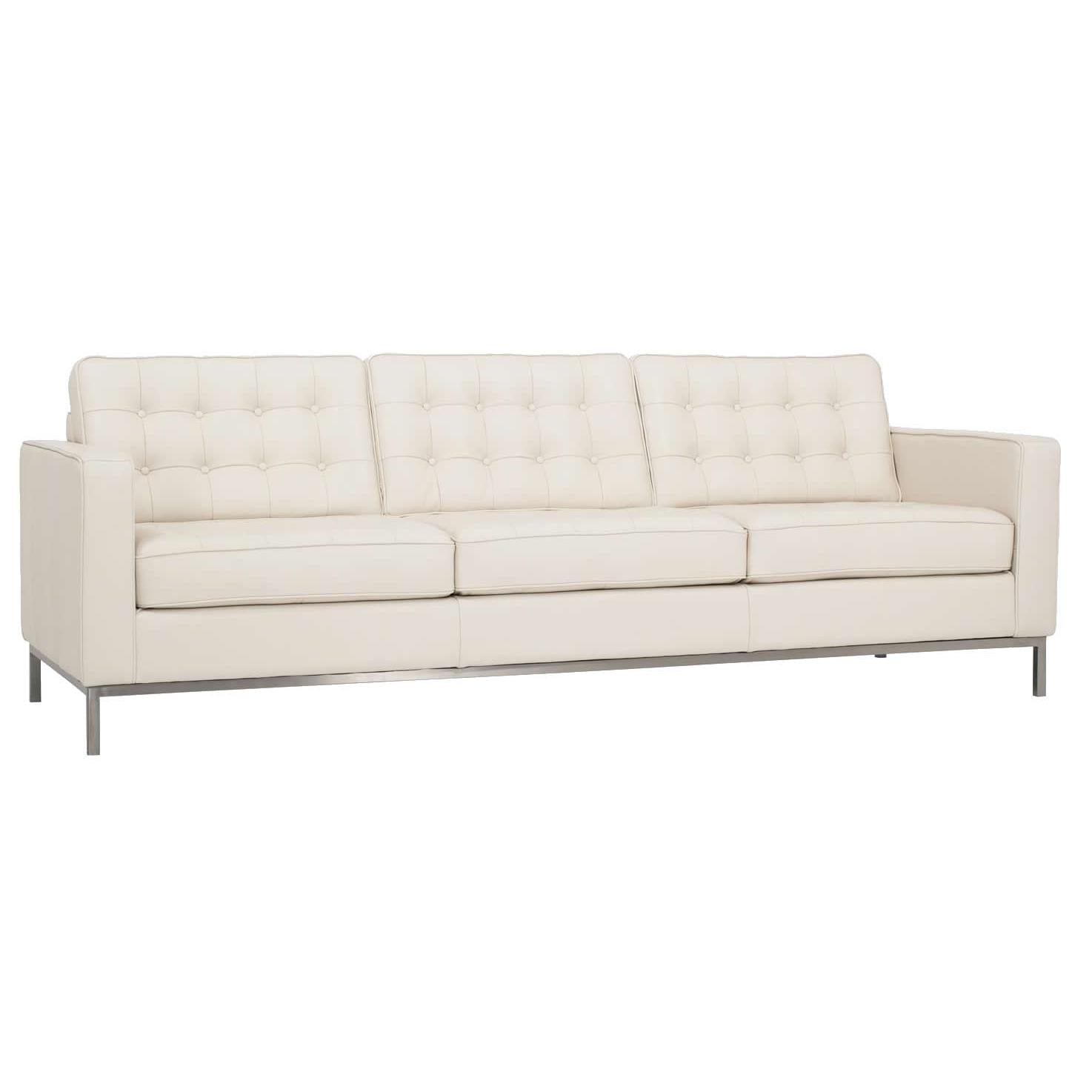 EQ3 Reverie Stationary Leather Sofa 37095-S3-GR100 IMAGE 2