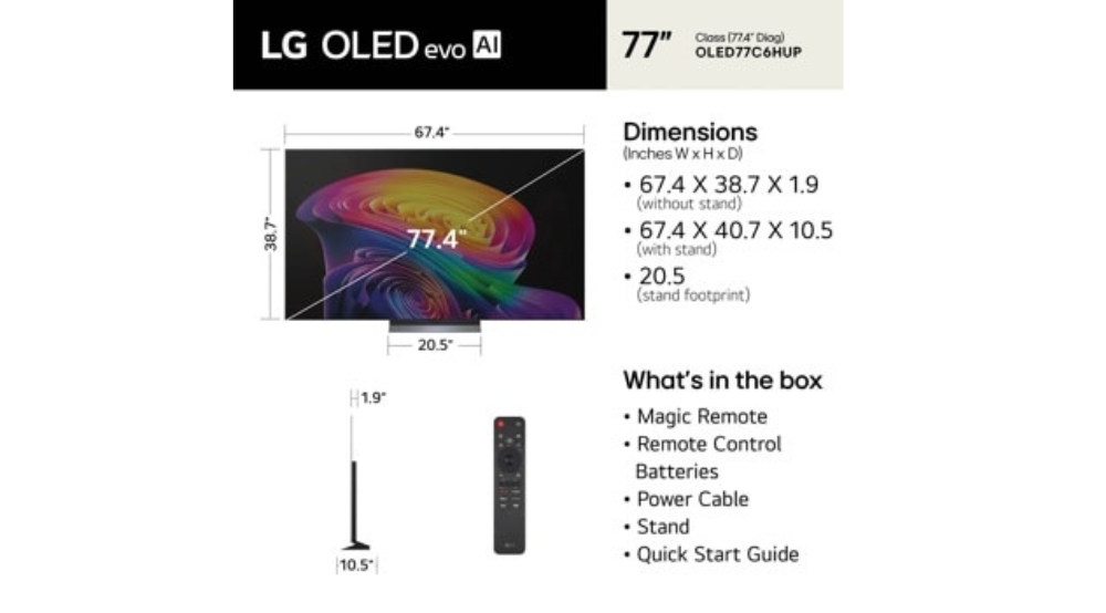 77" LG OLED evo AI C6 4K Smart TV (OLED77C6HUP)-2026