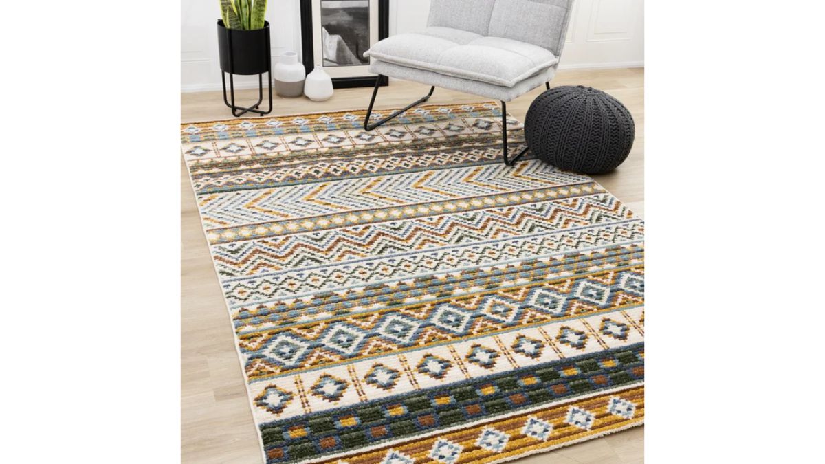 Nala Yellow Blue Green Oxblood Intricate Southwestern Design Rug