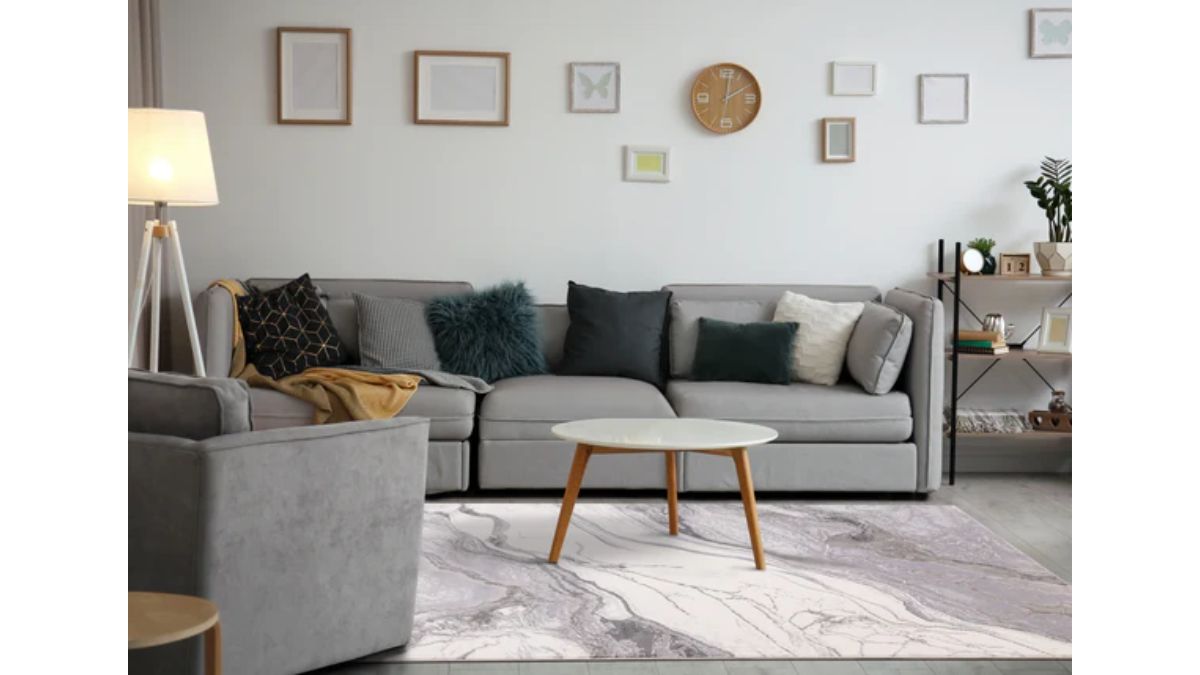 Emory Grey White Marble Design Rug