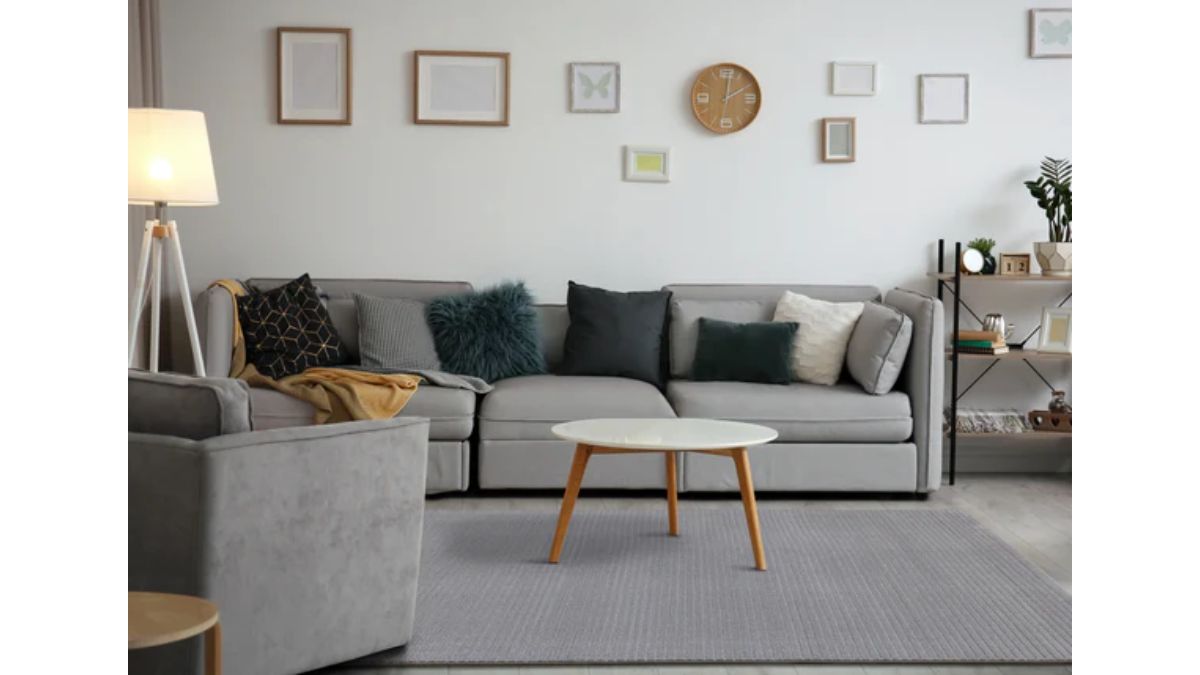 Ella Grey Carved Stripe Plush Rug