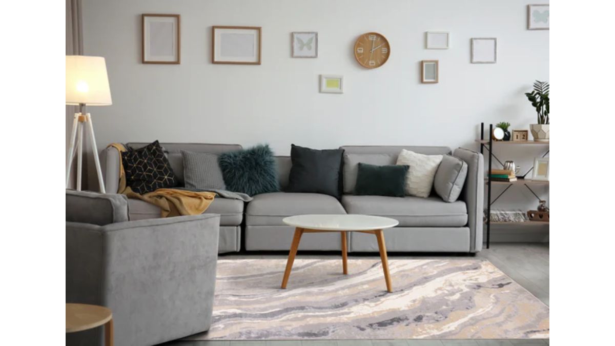Emory Taupe Grey Beige White Mineral Layered Rug