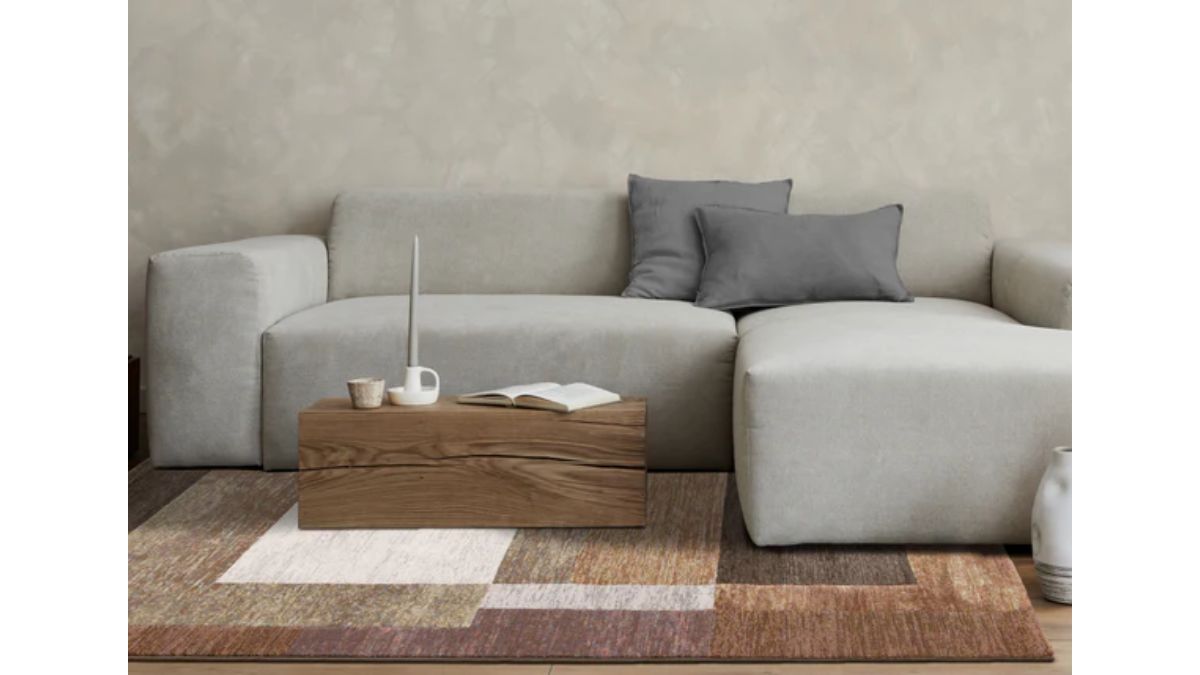 Aurora Multi Distressed Layered Rectangles Rug